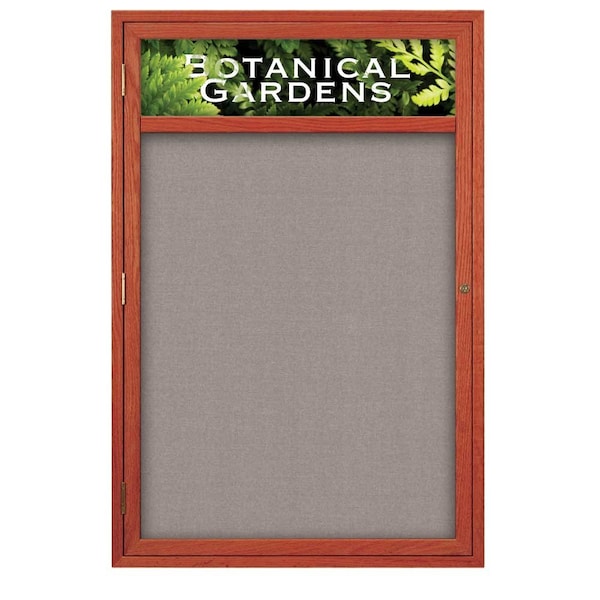 United Visual Products Sliding Glass Door Radius Letterboard, 96"x48", Satin/Blue Vinyl UV9024ACS-SATIN-BARBLU - main